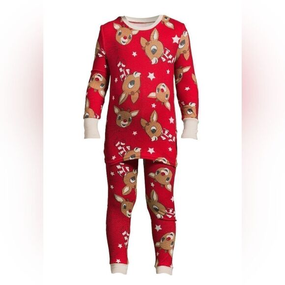 Nwt Unisex Baby Boy or Girl Christmas Rudolph Red Nosed Reindeer pajama set - Picture 1 of 8